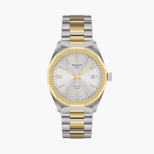 Tissot PRC 100 Solar 34mm Women's Two Tone Bracelet Watch