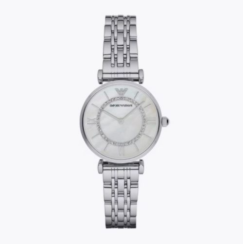 Emporio Armani Women's MOP & Crystal Dial Stainless Steel Bracelet Watch