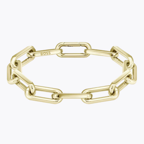BOSS Halia Ladies Gold Tone IP  Link Chain Bracelet