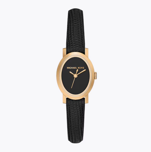 Michael Kors Maude Women's 21mm Black Leather Strap Watch