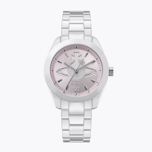 Vivienne Westwood Fenchurch Ceramica Light Pink Dial & White Ceramic Bracelet Watch