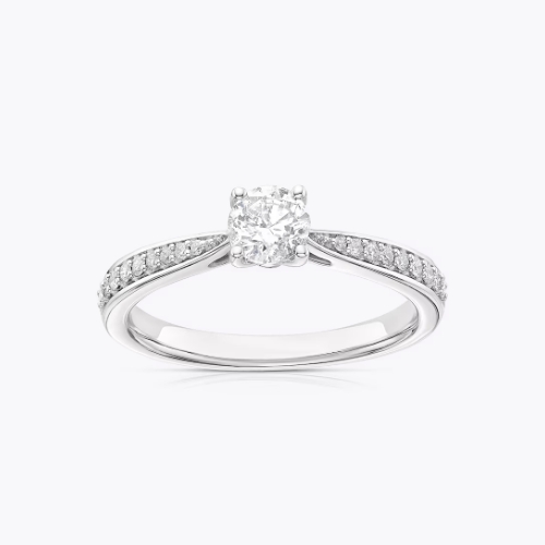 9ct White Gold 0.50ct Diamond Claw Set Solitaire Ring