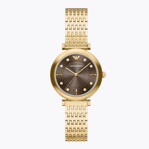 Emporio Armani Archelia Women's 32mm Brown Dial & Gold Tone Bracelet Watch