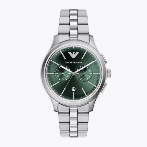 Emporio Armani Men's Chronograph Green Dial & Stainless Steel Watch