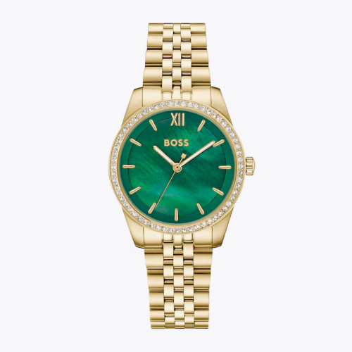 BOSS Graceful Precious Women's 32mm Green Mother of Pearl Dial Gold PVD Bracelet Watch