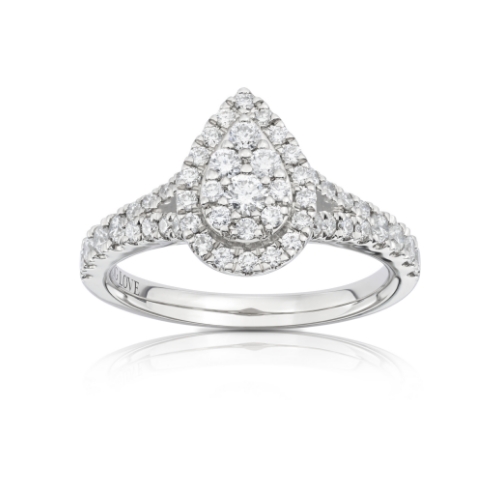 18ct White Gold 0.70ct Total Diamond Cluster Ring