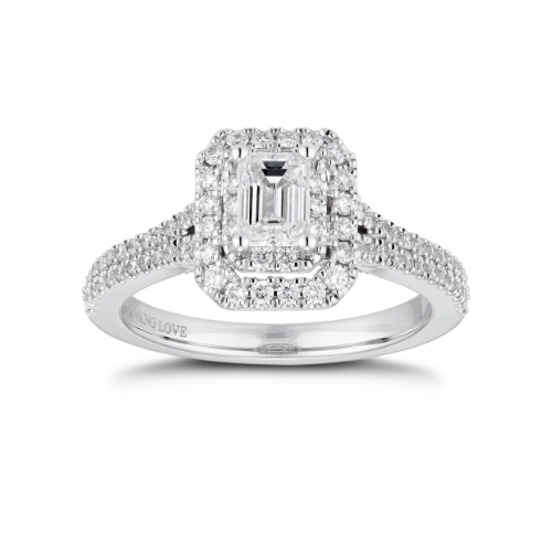 18ct White Gold 0.95ct Total Diamond Halo Ring