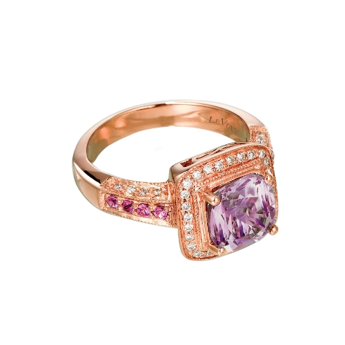 14ct Rose Gold Amethyst & 0.18ct Diamond Ring