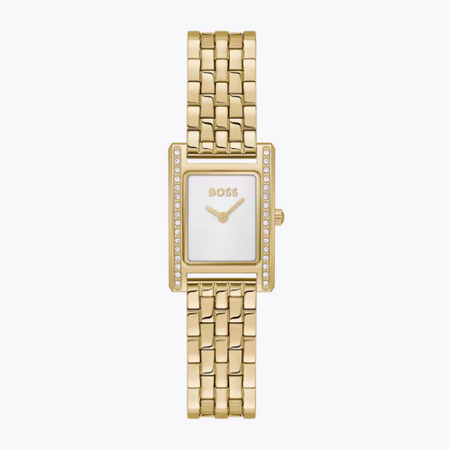 BOSS Lucy Women's Precious Crystal & Light Gold IP Bracelet Watch
