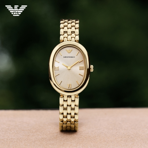 Emporio Armani Women's Grey Dial & Gold Tone Bracelet Watch