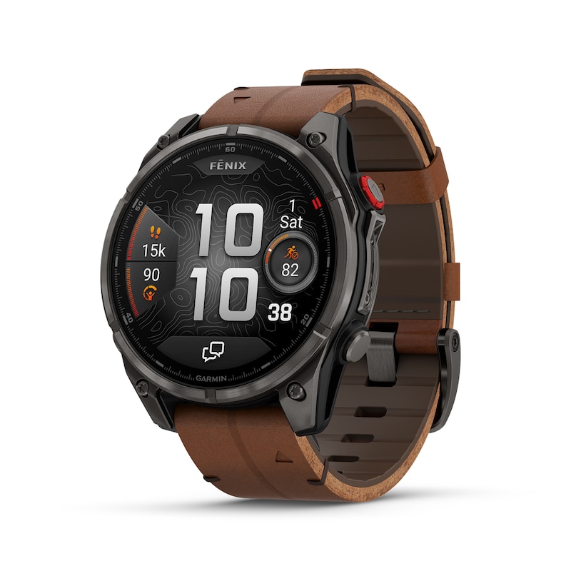 fēnix® 8 Pro, 47mm AMOLED Carbon Grey DLC Titanium & Leather Smartwatch