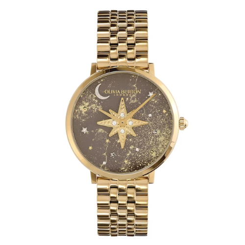 Olivia Burton Celestial Nova Taupe Star Dial & Gold-Tone Bracelet Watch