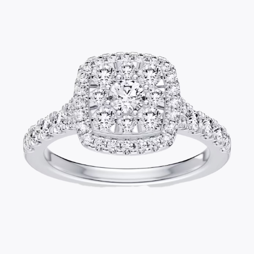 Engagement Ring Platinum Cushion Shaped Halo 1ct Diamond Ring