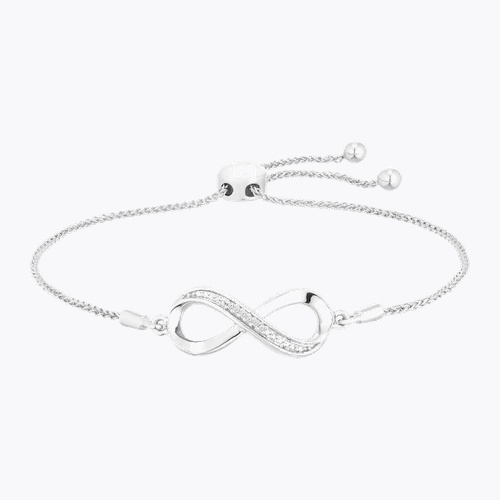 Sterling Silver 7 Diamond Infinity Bolo Bracelet