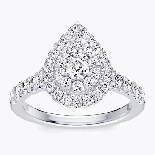 Engagement Ring Platinum Pear Shaped Halo 1ct Diamond Ring