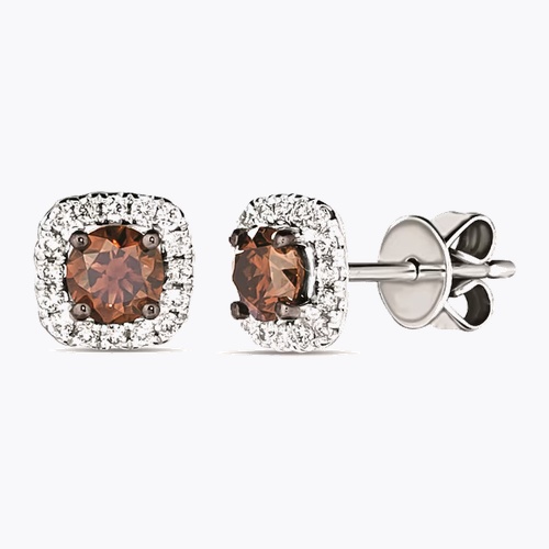 Le Vian 14ct White Gold 0.60ct Brown Diamond Halo Stud Earrings