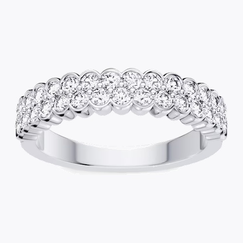 Platinum Scalloped Two Row Eternity 0.75ct Diamond Ring
