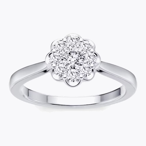 Engagement Ring Platinum Cluster 0.50ct Diamond Ring