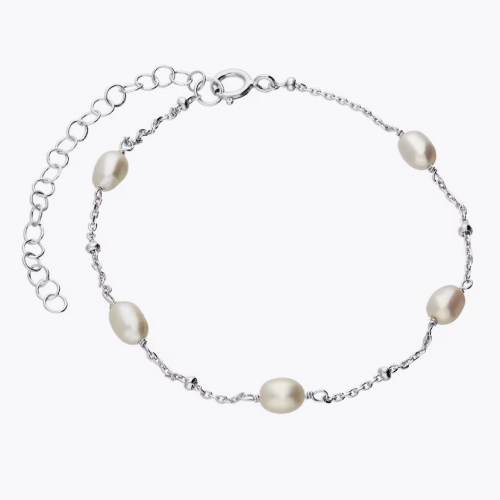 Sterling Silver & Cultured Freshwater Pearl Station Bracelet