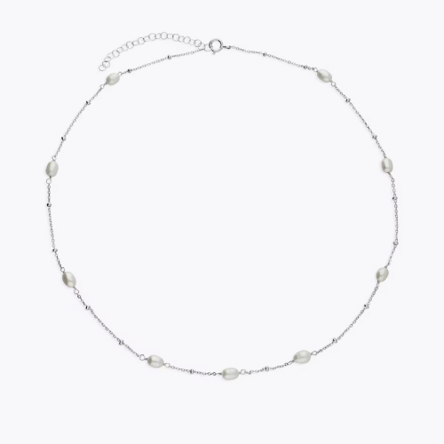 Sterling Silver & Cultured Freshwater Pearl Station Necklace