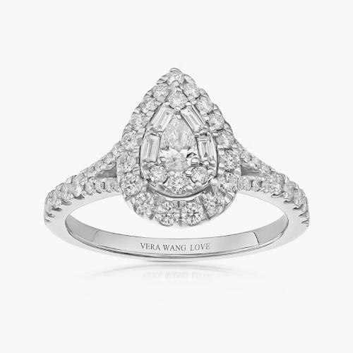 Engagement Ring Vera Wang Platinum Cluster Pear Shape 0.60ct Diamond Ring