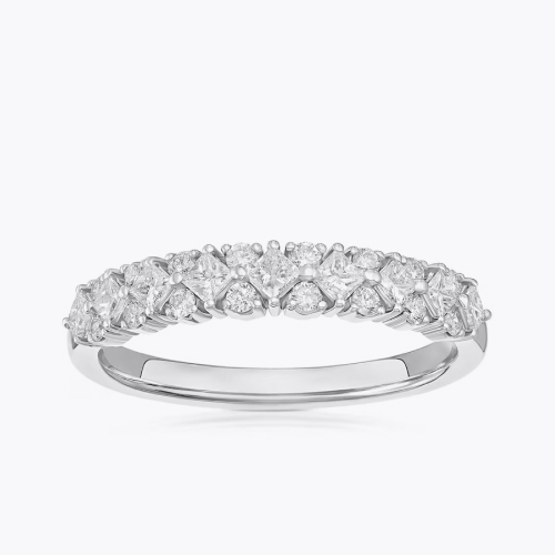 Platinum Princess & Round Eternity 0.50ct Diamond Ring