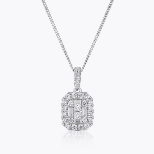 Platinum 0.50ct Diamond Emerald Shaped Pendant