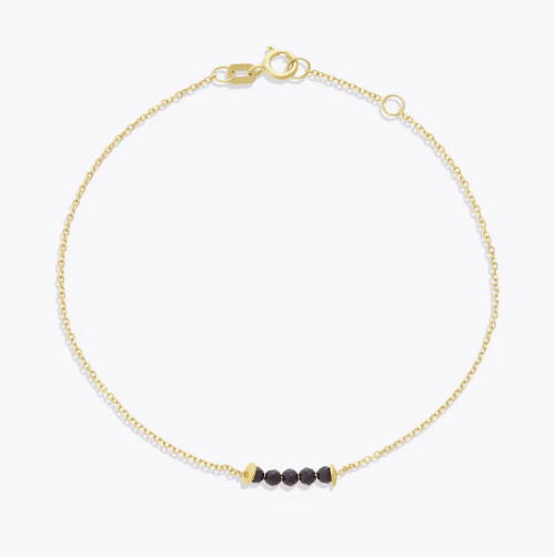 9ct Yellow Gold Black Spinel Chain Bracelet