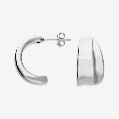 Sterling Silver Wave Textured Half Hoop Earrings