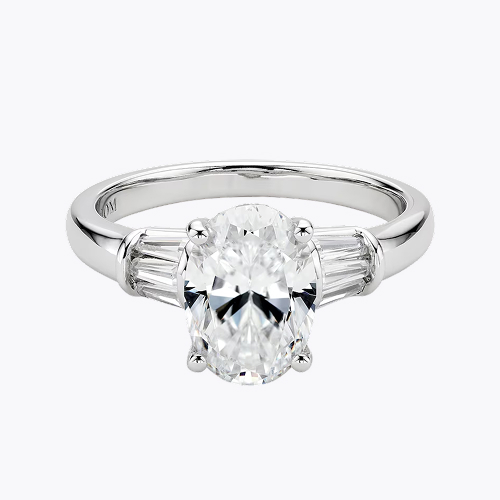 BLOOM 14ct White Gold 2.28ct Lab Grown Diamond Oval Trilogy Ring