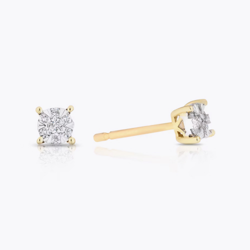 9ct Yellow Gold 0.10ct Total Diamond Cluster Stud Earrings 9ct Yellow Gold 0.10ct Total Diamond Cluster Stud Earrings