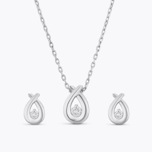 Sterling Silver Round 0.20ct Diamond Open Oval Jewellery Set Sterling Silver Round 0.20ct Diamond Open Oval Jewellery Set