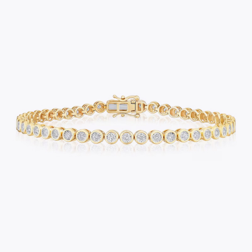 9ct Yellow Gold 1ct Diamond Tennis Bracelet