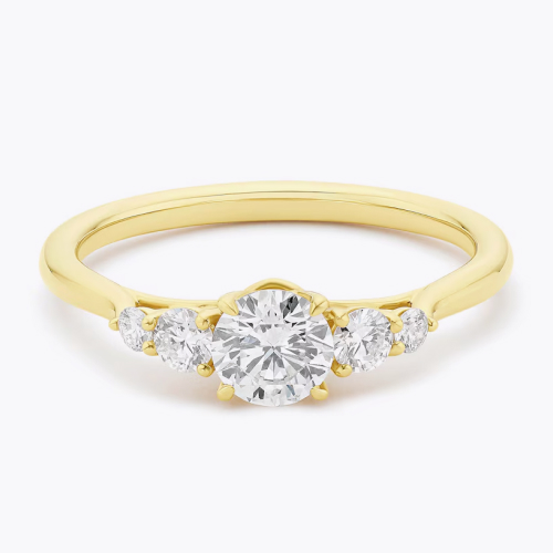 Engagement Ring Arctic Light 18ct Yellow Gold Round Certified Solitaire 0.66ct Diamond Ring