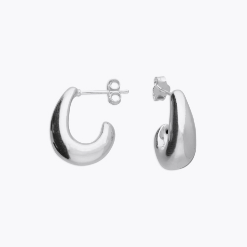 Sterling Silver Polished J Shaped Hoop Stud Earrings Sterling Silver Polished J Shaped Hoop Stud Earrings