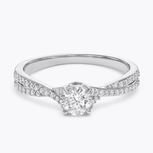 Engagement Ring Arctic Light Platinum Round Shaped Twist Solitaire 0.50ct Diamond Ring