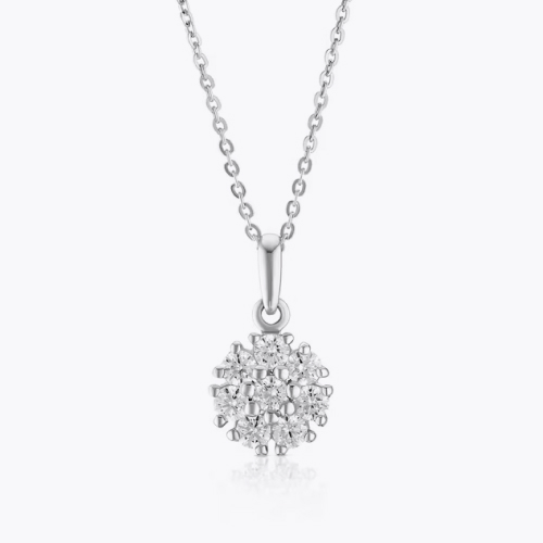 Sterling Silver Cubic Zirconia Cluster Pendant Sterling Silver Cubic Zirconia Cluster Pendant