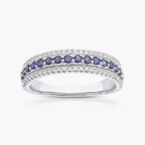 Platinum 0.20ct Diamond & Blue Sapphire Eternity Ring Platinum 0.20ct Diamond & Blue Sapphire Eternity Ring