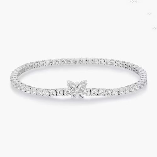 BLOOM 9ct White Gold 6ct Lab Grown Diamond Butterfly Clasp Tennis Bracelet