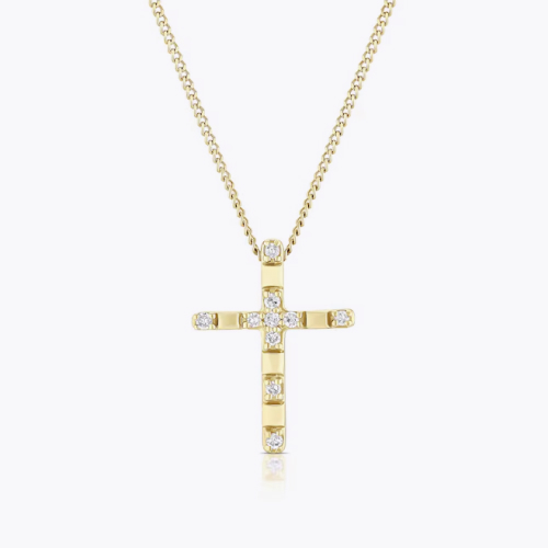 9ct Yellow Gold 18 Diamond Cross Pendant 9ct Yellow Gold 18 Diamond Cross Pendant
