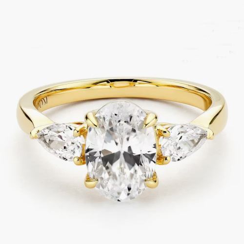 BLOOM 14ct Yellow Gold 2ct Lab Grown Diamond Oval & Pear Trilogy Ring