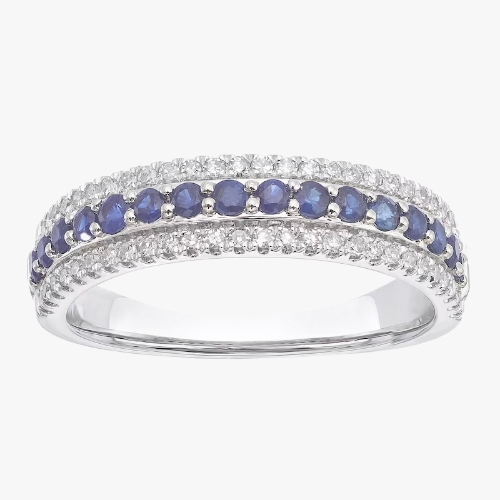 Platinum 0.20ct Diamond & Blue Sapphire Eternity Ring Platinum 0.20ct Diamond & Blue Sapphire Eternity Ring