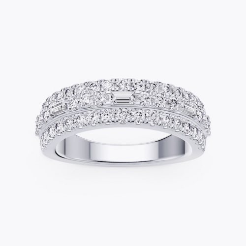 Platinum Round & Baguette Cut Eternity 1ct Diamond Ring Platinum Round & Baguette Cut Eternity 1ct Diamond Ring