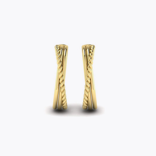 KLEORA CONTORTO Modern Electrum™ Rope & Polished Rectangular Crossover Hoop Earrings
