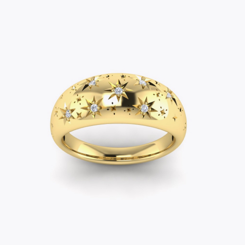 KLEORA AURORA Modern Electrum™ Diamond Star Burst Ring