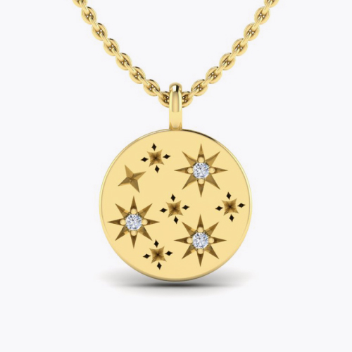 KLEORA AURORA Modern Electrum™ Diamond Star Burst Disc Pendant