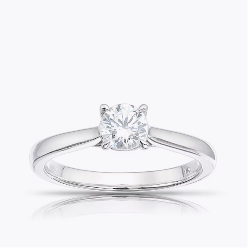 Engagement Ring 18ct White Gold Round Cut Four Claw Solitaire 0.50ct Diamond Ring