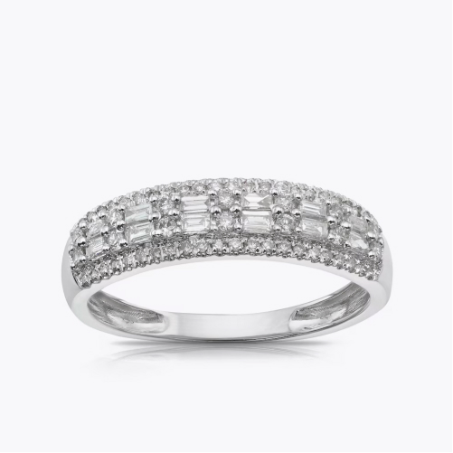 9ct White Gold Double Row Eternity 0.33ct Diamond Ring