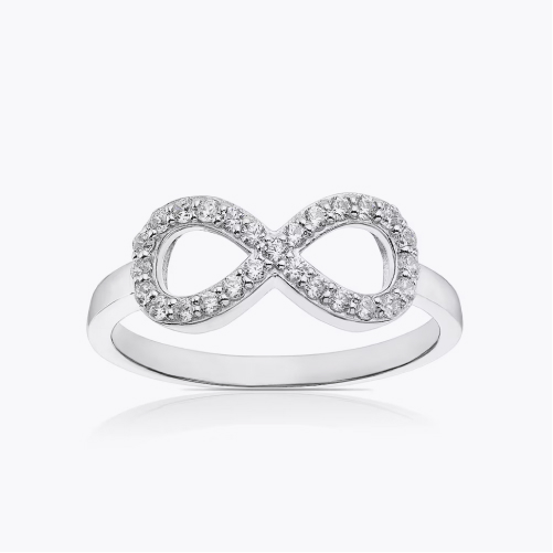Sterling Silver Cubic Zirconia Infinity Symbol Ring