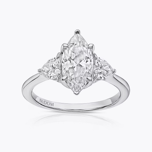 BLOOM Paris Platinum 2.30ct Lab Grown Diamond Marquise & Heart Trilogy Ring